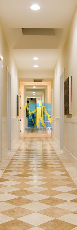 marble tiles in hallway with traditional design pattern different colors