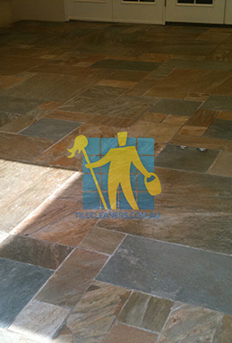 clean slate tiles unsealed after stripping and cleaning Sydney cleaning