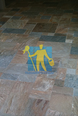 clean slate tiles unsealed after stripping and cleaning before sealing large room Sydney cleaning