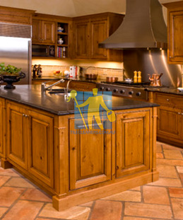 terracotta tile mediterranean traditional kitchen floor dark grout sealed irregular pattern