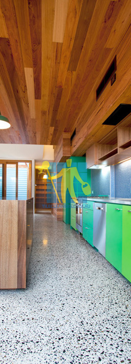 terrazzo tiles long hallway cupboards cabinets sydney