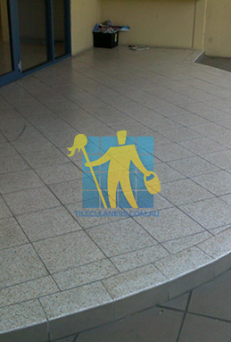 terrazzo tiles outdoor floor entrance curved dirty before cleaning Sydney