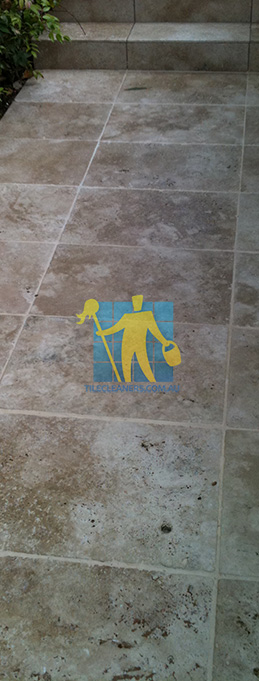 stone tiles outdoor dirty before cleaning